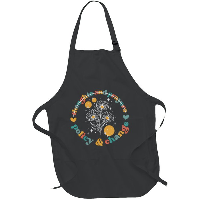 Thoughts And Prayers Policy And Change Full-Length Apron With Pockets