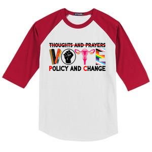 Thoughts And Prayers Vote Policy And Change Equality Rights Kids Colorblock Raglan Jersey