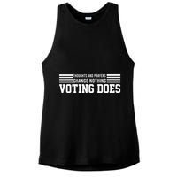 Thoughts And Prayers Change Nothing Voting Does Ladies PosiCharge Tri-Blend Wicking Tank
