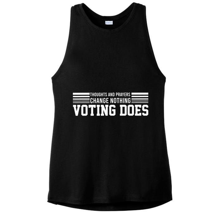 Thoughts And Prayers Change Nothing Voting Does Ladies PosiCharge Tri-Blend Wicking Tank