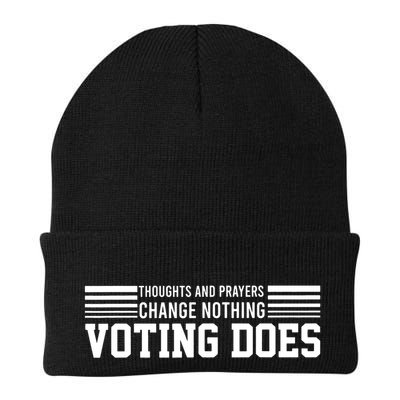 Thoughts And Prayers Change Nothing Voting Does Beanie