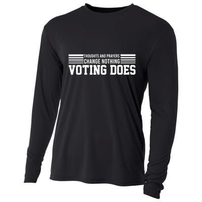 Thoughts And Prayers Change Nothing Voting Does Cooling Performance Long Sleeve Crew