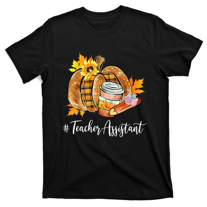 Teacher Assistant Pumpkin Latte Fall Autumn Thanksgiving T-Shirt