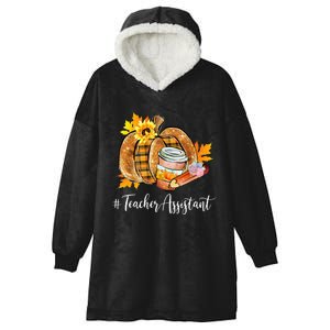 Teacher Assistant Pumpkin Latte Fall Autumn Thanksgiving Hooded Wearable Blanket