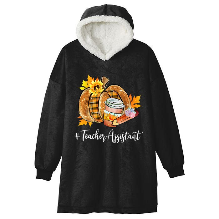 Teacher Assistant Pumpkin Latte Fall Autumn Thanksgiving Hooded Wearable Blanket