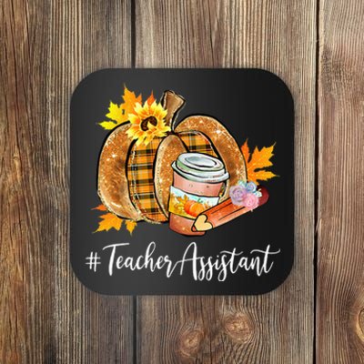 Teacher Assistant Pumpkin Latte Fall Autumn Thanksgiving Coaster