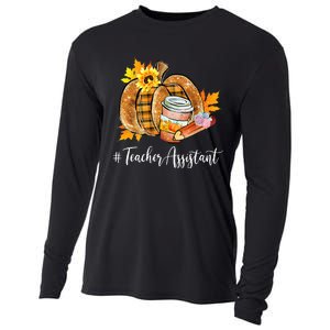 Teacher Assistant Pumpkin Latte Fall Autumn Thanksgiving Cooling Performance Long Sleeve Crew