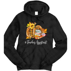 Teacher Assistant Pumpkin Latte Fall Autumn Thanksgiving Tie Dye Hoodie