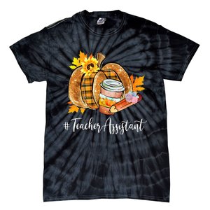 Teacher Assistant Pumpkin Latte Fall Autumn Thanksgiving Tie-Dye T-Shirt