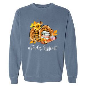 Teacher Assistant Pumpkin Latte Fall Autumn Thanksgiving Garment-Dyed Sweatshirt