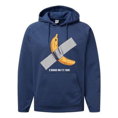 Taped Banana Funny Performance Fleece Hoodie