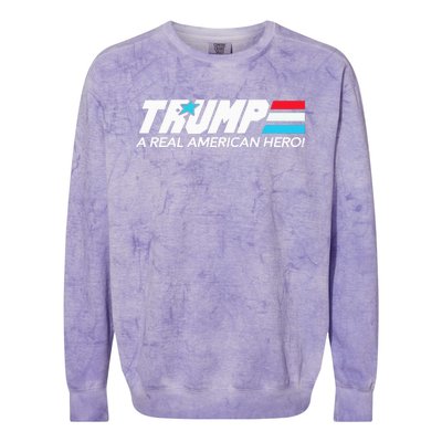 Trump A Real American Hero Colorblast Crewneck Sweatshirt