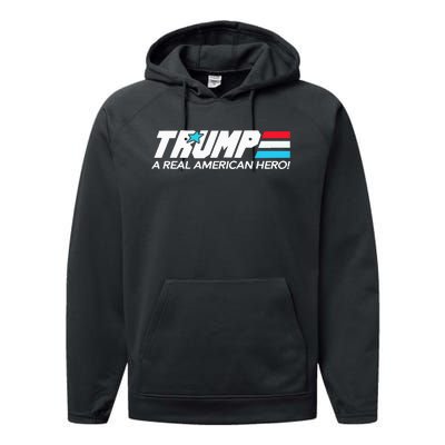 Trump A Real American Hero Performance Fleece Hoodie