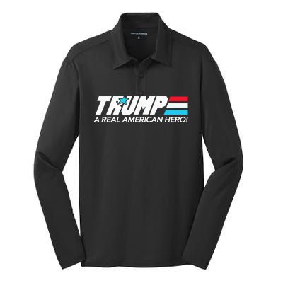 Trump A Real American Hero Silk Touch Performance Long Sleeve Polo