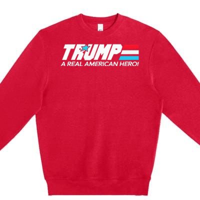 Trump A Real American Hero Premium Crewneck Sweatshirt