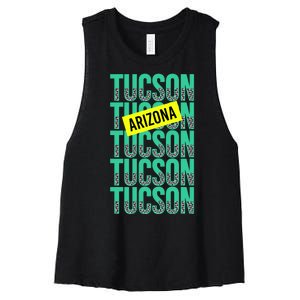 Tucson Arizona Repeat Logo Women's Racerback Cropped Tank