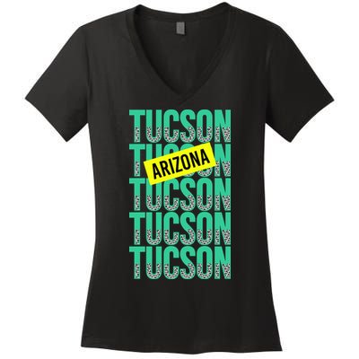 Tucson Arizona Repeat Logo Women's V-Neck T-Shirt