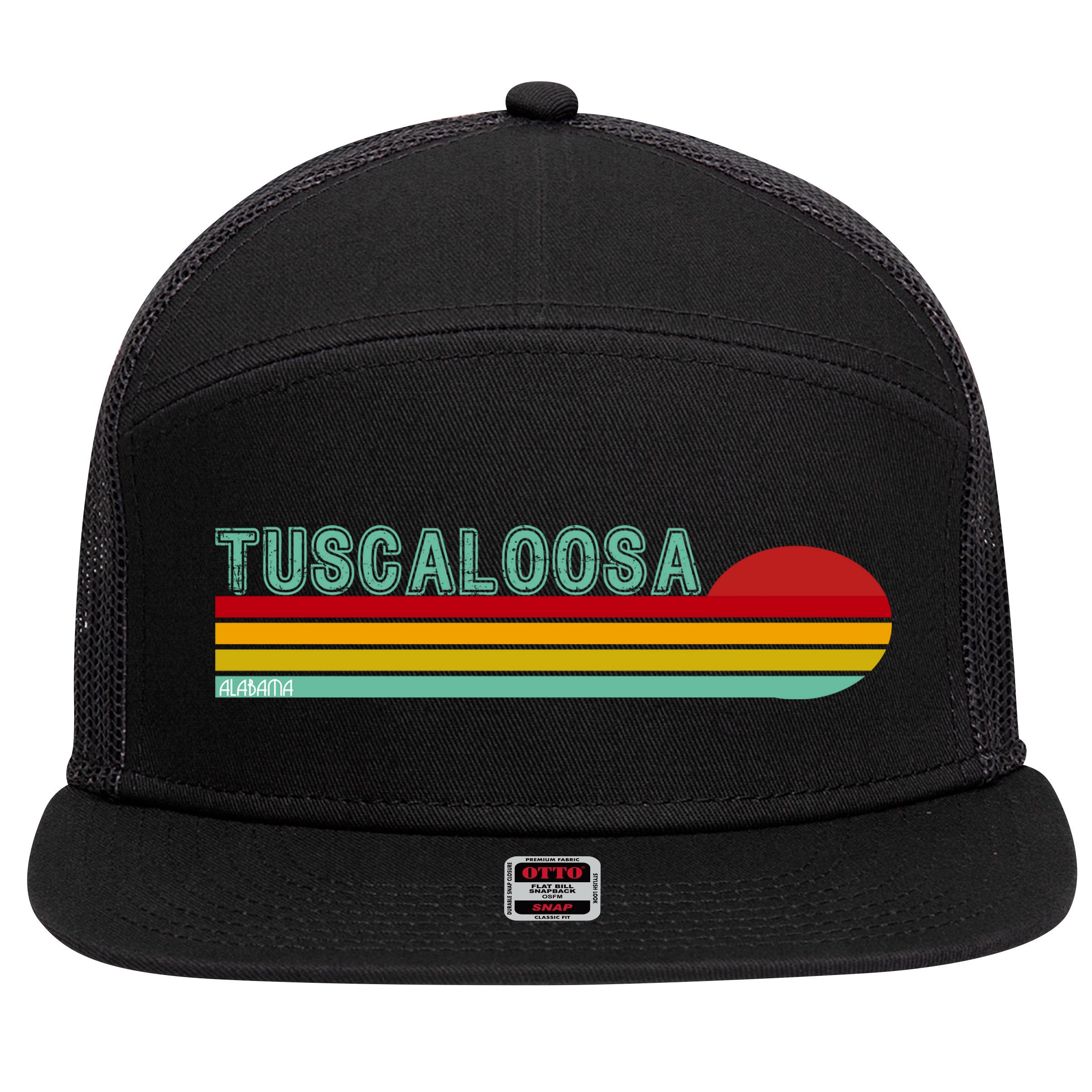 Tuscaloosa Alabama Retro Sunset 7 Panel Mesh Trucker Snapback Hat