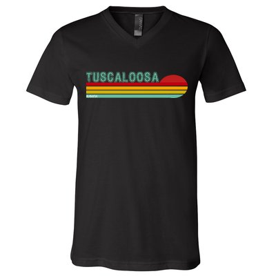 Tuscaloosa Alabama Retro Sunset V-Neck T-Shirt