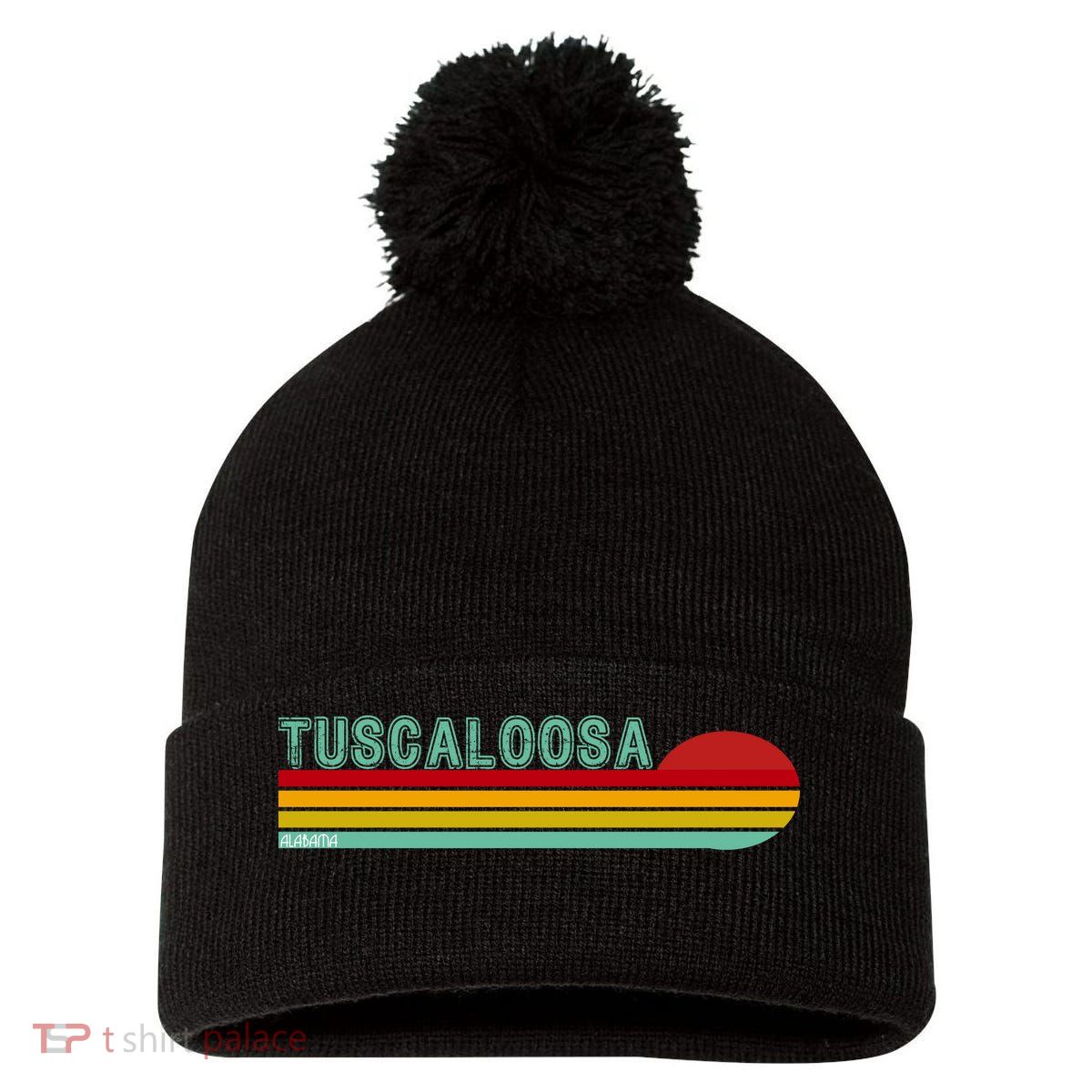 Tuscaloosa Alabama Retro Sunset Pom Pom 12in Knit Beanie