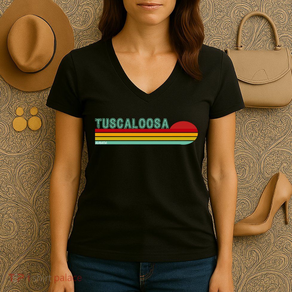 Tuscaloosa Alabama Retro Sunset Women's V-Neck T-Shirt