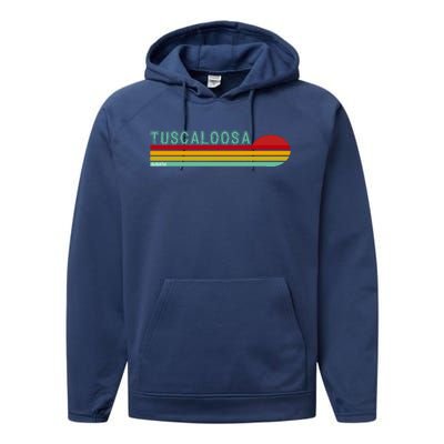 Tuscaloosa Alabama Retro Sunset Performance Fleece Hoodie