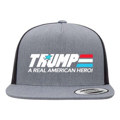 Trump A Real American Hero Flat Bill Trucker Hat