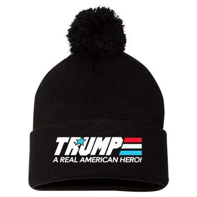 Trump A Real American Hero Pom Pom 12in Knit Beanie