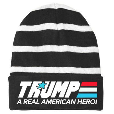 Trump A Real American Hero Striped Beanie with Solid Band