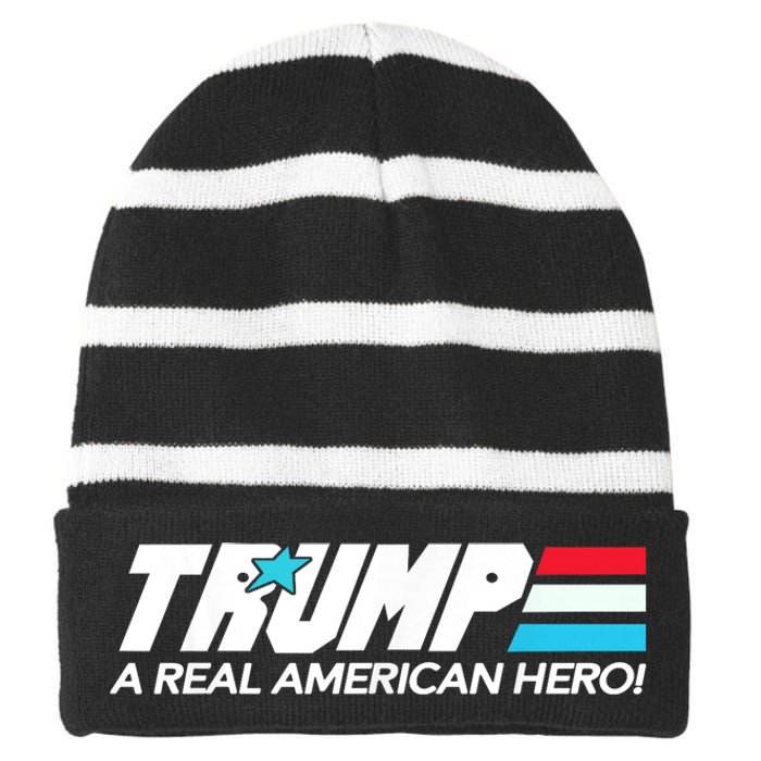 Trump A Real American Hero Striped Beanie with Solid Band