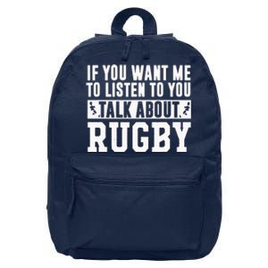 Talk About Rugby Rugby Gift Rugby Player Rugby Coach Gift 16 in Basic Backpack