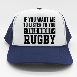 Talk About Rugby Rugby Gift Rugby Player Rugby Coach Gift Trucker Hat