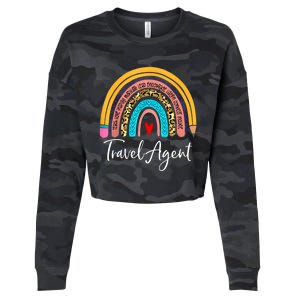 Travel Agent Rainbow Leopard Travel And Tourism Cute Gift Cropped Pullover Crew