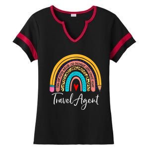 Travel Agent Rainbow Leopard Travel And Tourism Cute Gift Ladies Halftime Notch Neck Tee