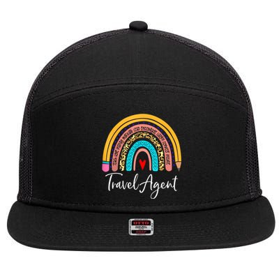 Travel Agent Rainbow Leopard Travel And Tourism Cute Gift 7 Panel Mesh Trucker Snapback Hat