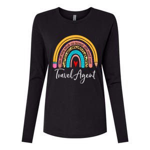 Travel Agent Rainbow Leopard Travel And Tourism Cute Gift Womens Cotton Relaxed Long Sleeve T-Shirt