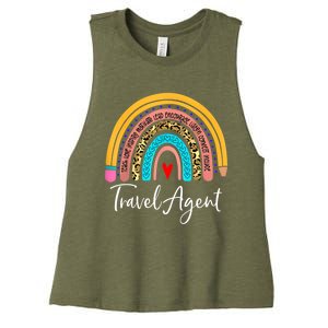 Travel Agent Rainbow Leopard Travel And Tourism Cute Gift Women's Racerback Cropped Tank