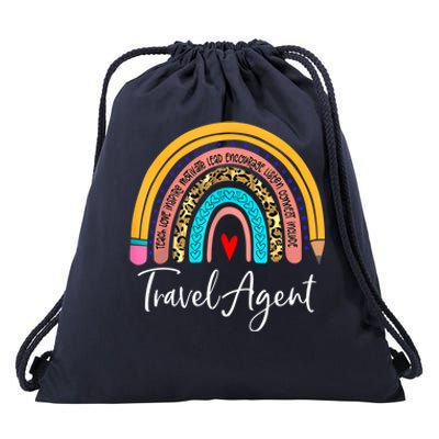 Travel Agent Rainbow Leopard Travel And Tourism Cute Gift Drawstring Bag