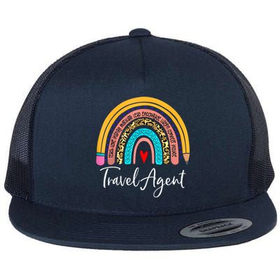 Travel Agent Rainbow Leopard Travel And Tourism Cute Gift Flat Bill Trucker Hat