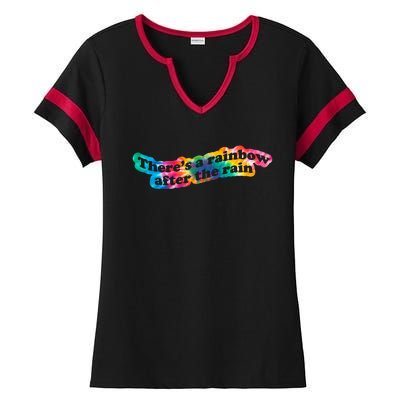 There's A Rainbow After The Rain Mental Health Awareness Ladies Halftime Notch Neck Tee