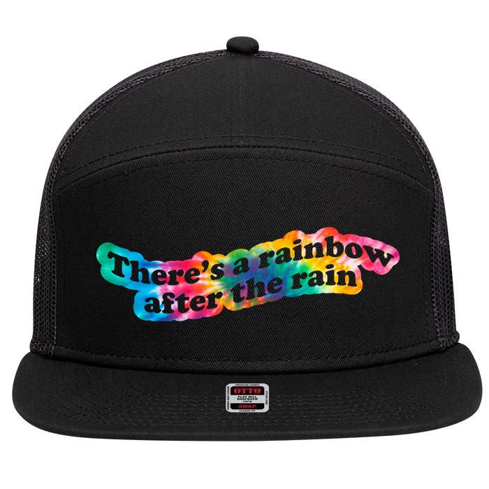 There's A Rainbow After The Rain Mental Health Awareness 7 Panel Mesh Trucker Snapback Hat