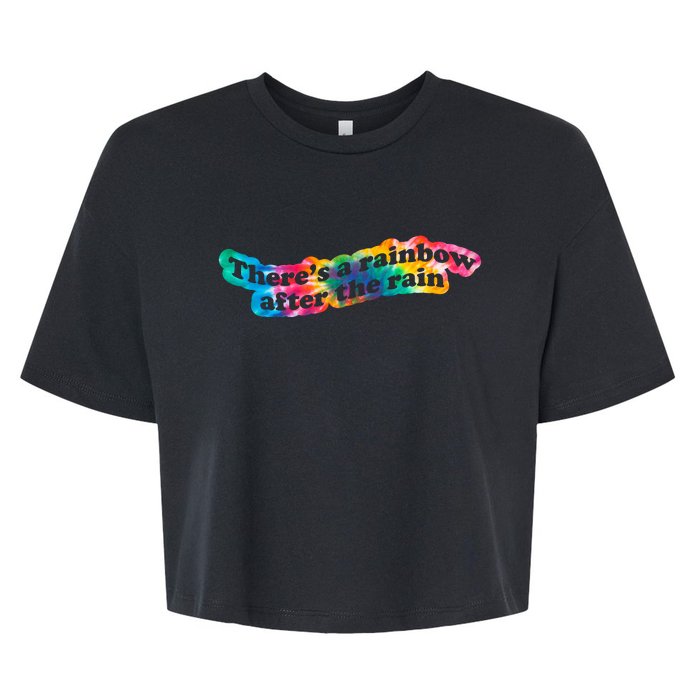 There's A Rainbow After The Rain Mental Health Awareness Bella+Canvas Jersey Crop Tee