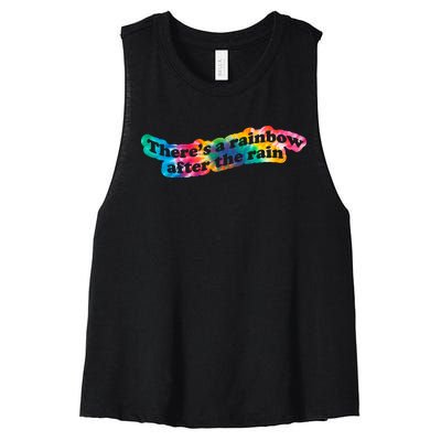 There's A Rainbow After The Rain Mental Health Awareness Women's Racerback Cropped Tank