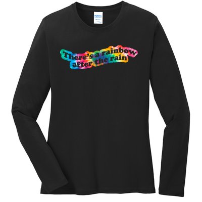 There's A Rainbow After The Rain Mental Health Awareness Ladies Long Sleeve Shirt