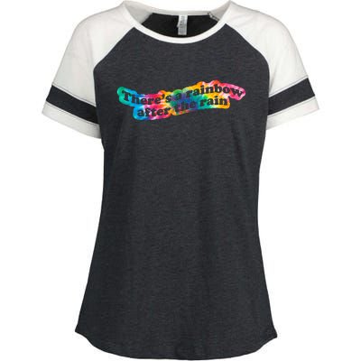 There's A Rainbow After The Rain Mental Health Awareness Enza Ladies Jersey Colorblock Tee