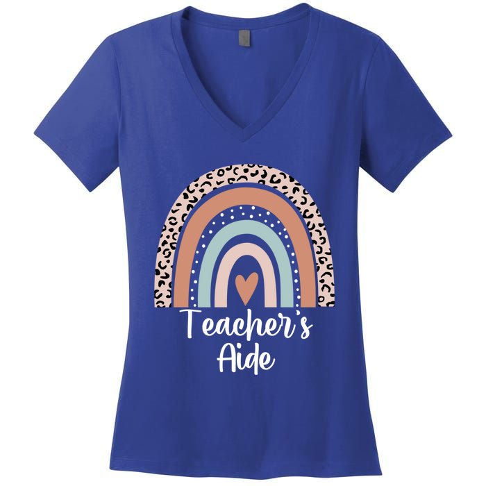 Teacher's Aide Rainbow Leopard Teachers Aide Assistant Cute Gift Women's V-Neck T-Shirt