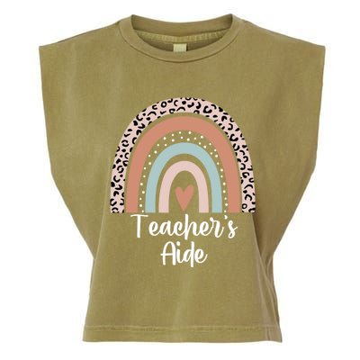 Teacher's Aide Rainbow Leopard Teachers Aide Assistant Cute Gift Garment-Dyed Women's Muscle Tee