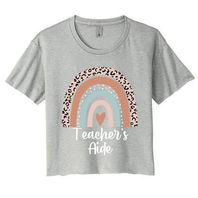 Teacher's Aide Rainbow Leopard Teachers Aide Assistant Cute Gift Women's Crop Top Tee