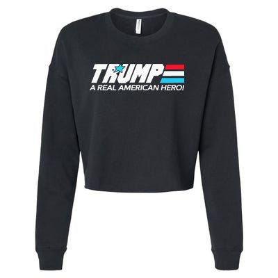 Trump A Real American Hero Cropped Pullover Crew