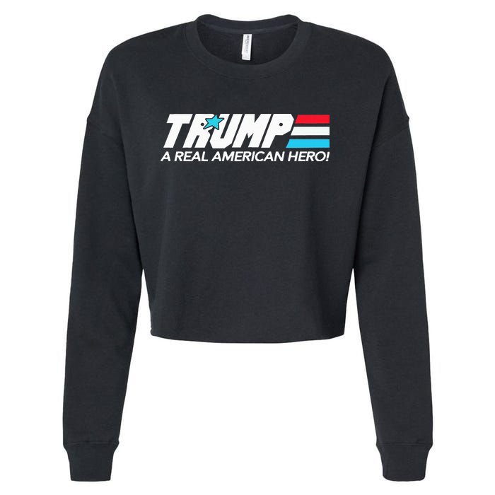 Trump A Real American Hero Cropped Pullover Crew